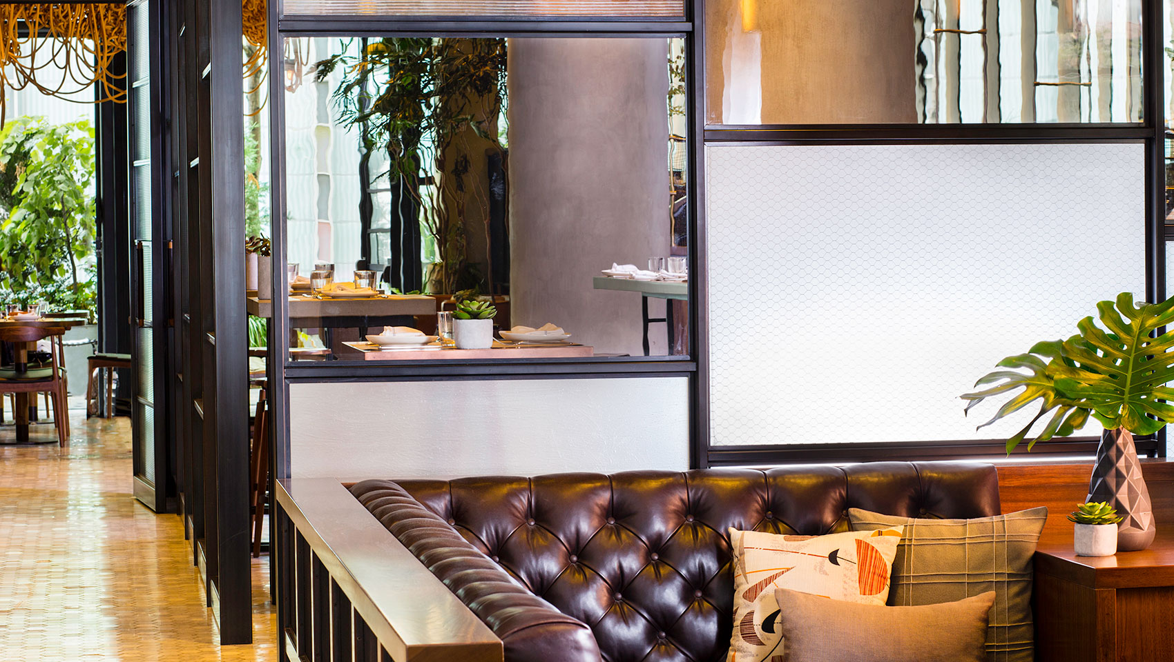 Kimpton Hotel Eventi lobby view of The Vine & Plaza Seating